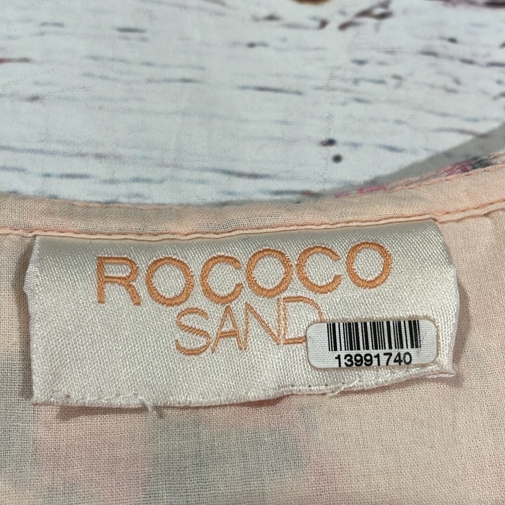 Rococo Sand Mimi Ruffle Trim Long Sleeve Mini Wrap Dress Pink Floral Barbiecore - Picture 3 of 11